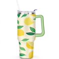 thumbnail image 2 of Mug with Handle and Straws 40 oz Vacuum Insulated Lemon Travel Coffee Mug Birthday Present for Men Dad Son Husband Gifts for Him/Her Water Bottle, 2 of 7