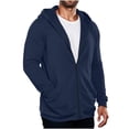 thumbnail image 2 of qafoshin Full-Zip Hoodies for Men Casual Trendy Solid Color Long Sleeve Loose Fit Fall Sweatshirt Jackets with Pockets, 2 of 7