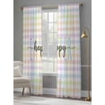 thumbnail image 3 of Sheer Curtains 84 inches Long 2 Panels Set Happy Easter Light Filtering Sheer Drapes Rod Pocket Window Curtains for Living Room/Bedroom, Spring Colorful Pastel Plaid, 3 of 8
