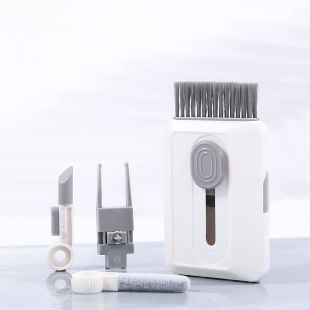 Keyboard Cleaning Brush, Computer Dusting Soft Bristle Brush, Cell Phone Crevice Cleaner, Headphone Cleaning Pen, Laptop Cleaning Kit, Multifunctional, Compact Portable, ABS Material, White