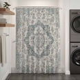 thumbnail image 3 of Xipuska Beige Boho Floral Shower Curtain - Water Repellent Fabric Shower Curtains Washable, Medieval Vintage Ethnic Flower Abstract Decorative Cloth Bathroom Curtains Modern Bath Decor 66"x72", 3 of 6