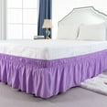 thumbnail image 2 of Unique Bargains Polyester Elastic Dust Ruffled Bed Skirt with 15" Drop Full Light Purple, 2 of 8