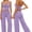 Lavender, variant on PISONIC Womens Workout Sets Two Piece Halter Crop Top Matching Straight Leg Pants Gym Work Pilates Outfits