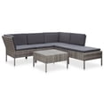 thumbnail image 1 of vidaXL 6 Piece Garden Lounge Set with Cushions Poly Rattan Grey, 1 of 12