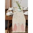 thumbnail image 4 of Pink Christmas Burlap-Cotton Table Runner 90 Inches Long,Retro Xmas Pink Snowflake Pine Tree Beige Farmhouse Table Runners,Outdoor Dining Tablecloths Decor for Baby Shower Party Wedding 13x90, 4 of 9