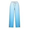 thumbnail image 5 of Fengactive Women's Cotton Linen Straight Leg Pants with Pockets Elastic Waist Color Block Loose Casual Lounge Pants for Women, 5 of 5