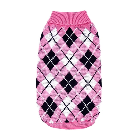 AOMRCOL Small Dog Sweater, Geometric Diamond Knit Dog Clothes for Winter, Size M