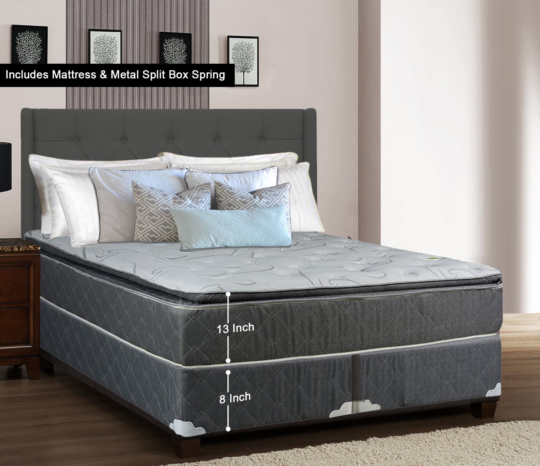 WAYTON, 13Inch Meduim Plush Foam Encased Hybrid Pillowtop Innerspring