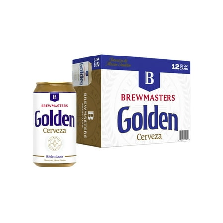 Brewmasters Golden Lager Cerveza Beer, 12 Pack, 12 fl oz Aluminum Cans, 4.4% ABV