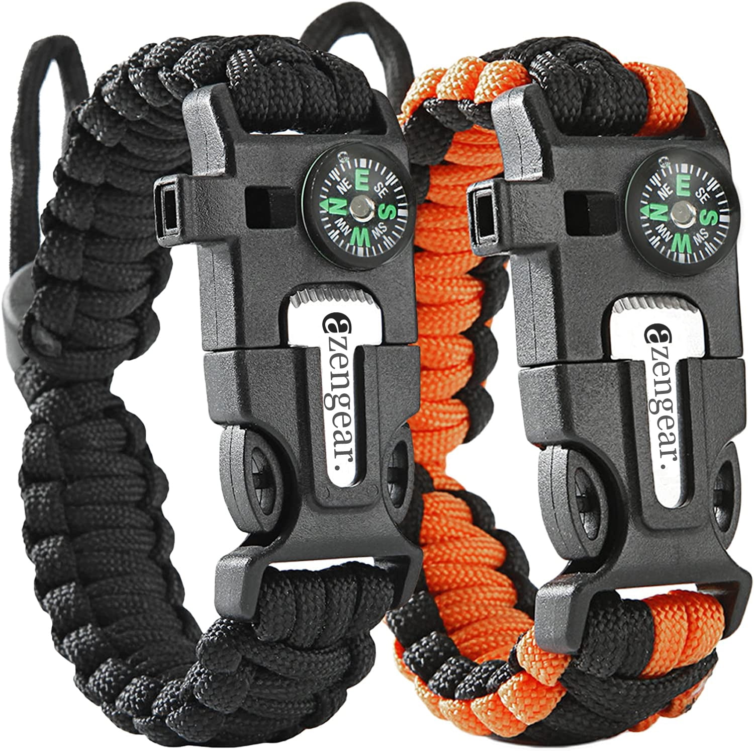 Survival Paracord Bracelet 20 en 1 avec lumière DEL Boussole Fire Starter Pack de 4 