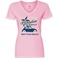 thumbnail image 3 of Inktastic Paradise Beach in West Palm Beach with Palm Trees and Car Women's V-Neck T-Shirt, 3 of 5