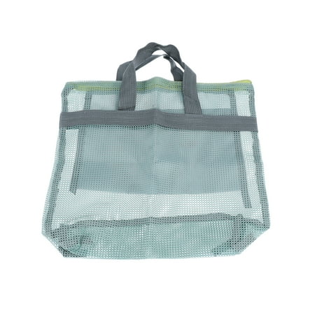 

NUOLUX Portable Mesh Beach Tote Bag Large-capacity Washing Storage Bag Swimming Pool Bag Picnic Tote with Zippered Pocket for Women Essentials (Sky-blue)