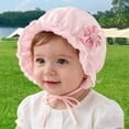 thumbnail image 2 of Wxirdiow Infant Girl Sun Hats Baby Girls Bonnet Double Layer Soft Newborn Baby Girl Sun Hats with Cute Flower Decor Light Pink Size,1-12 Months, 2 of 6