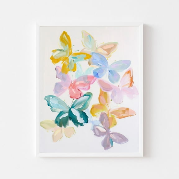 Girly Tween Room Pastel Butterfly Wall Art, Unframed Paper Print Size 8x12