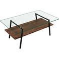 thumbnail image 7 of BJSN Glass Coffee Table for Living Room Small Gold Mid Century Coffee Table for Living Room with Wood Shelves (Black Frame, Transparent Glass   Brown Wood), 7 of 7