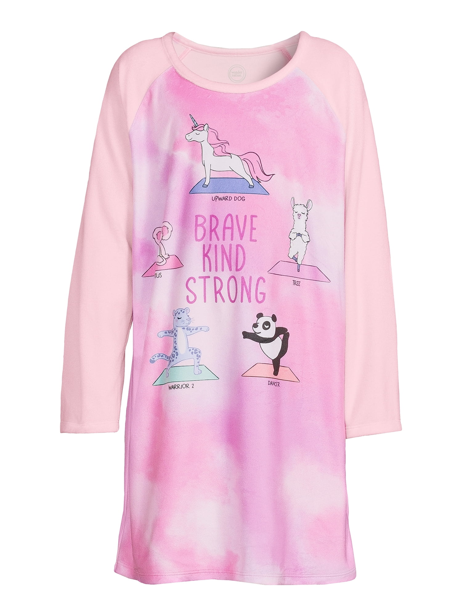 Wonder Nation Girls Long Sleeve Fleece Sleep Gown, Sizes 4-18 & Plus