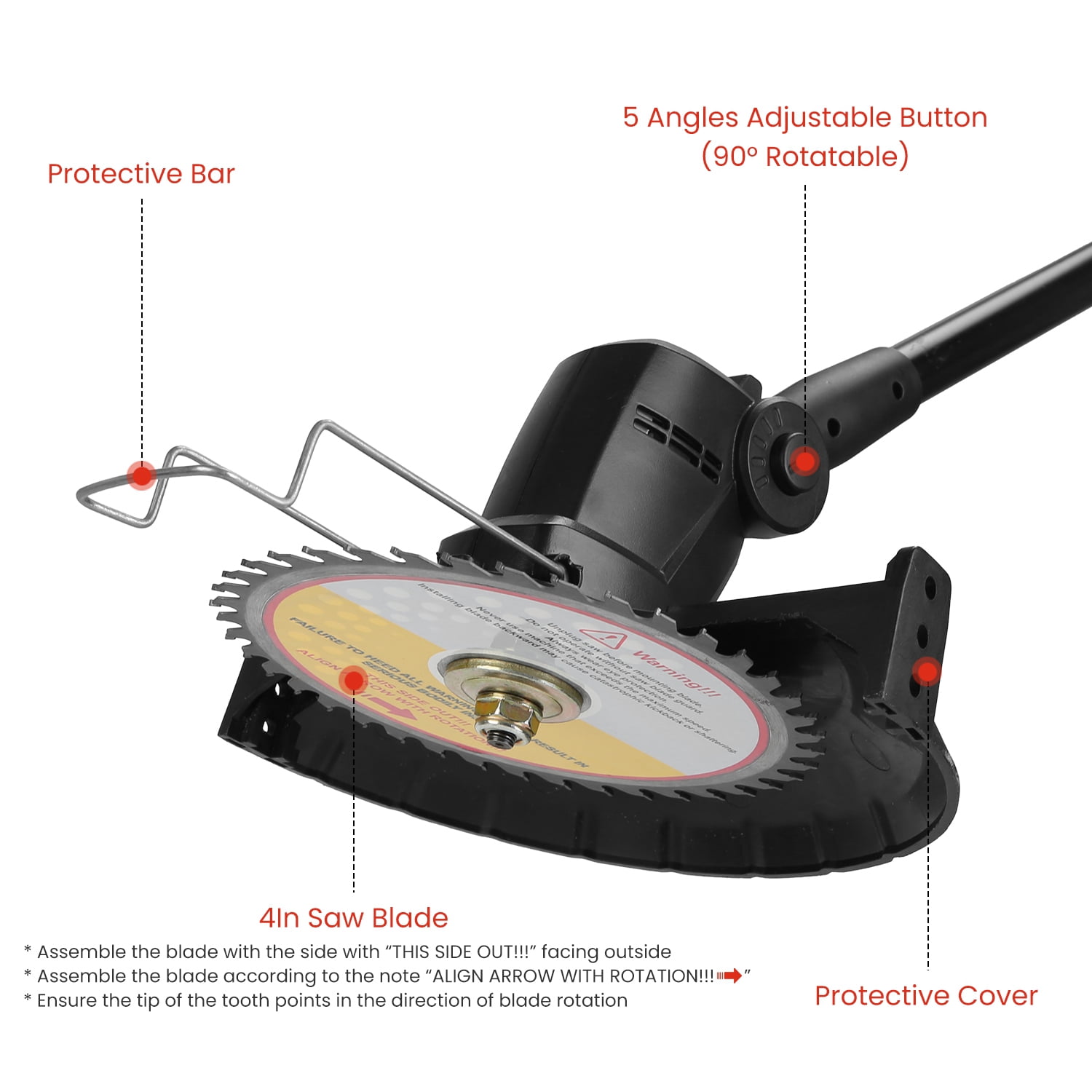 Moclever 3 in 1 Cordless Electric Pole Saw & Mini Chainsaw & Grass Trimmer Kit Adjustable Length with 2Pcs 21V 1500mAh Batteries 4in/6in Chains Saw Blade 5Pcs Plastic Blades, Black