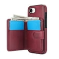 thumbnail image 6 of 2 in 1 Detachable Magnetic Phone Cases Compatible with iPhone 16e, with Credit Card Holder, Classic Durable Premium PU Leather Kickstand Rugged Flip Cover for Women Men, Winered, 6 of 6