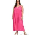 thumbnail image 3 of Zenana Women & Plus Relaxed Fit V-Neck Cami Full Length Tiered Boho Maxi Long Dress w/ Side Pockets, 3 of 5