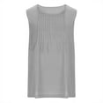 thumbnail image 5 of Cotton Linen Tank Tops for Women, Solid Color Crewneck Pleated Front Sleeveless, Plus Size Summer Shirts with Side Slit Linen Tank Tops for Women Gray 3XL, 5 of 5