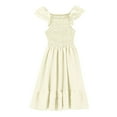 thumbnail image 6 of Gamivast Girls Tulle Dress Ruffle Short Sleeve Fluffy Summer Tutu Dress A-Line Flowy Birthday Party Midi Dress Beige 9Y Vestidos De Verano Para Niña, 6 of 8