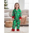 thumbnail image 4 of Cjfdfy Toddler Baby Girl Christmas Silk Stain Pajamas Set Kids Girl PJS Set Sleepwear Spring Fall Winter Clothes Candy Cane Long Sleeve Button Down Shirt with Long Pants Set Loungewear Homewear 1-7Y, 4 of 9