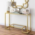 thumbnail image 2 of Pemberly Row Traditional 47" Brass Finish Metal/Glass Console Table, 2 of 7