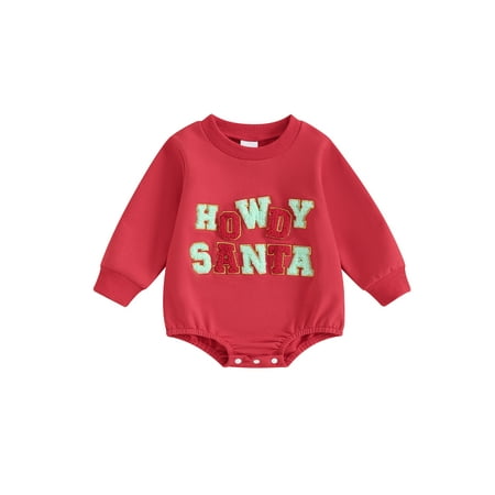 

Baby Sweatshirt Romper Casual Christmas Letter Embroidery Jumpsuit
