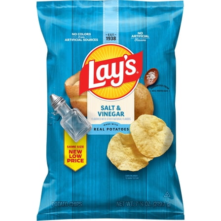 Lay's Potato Chips Salt & Vinegar Snack Chips, 7.75 Ounce Bag