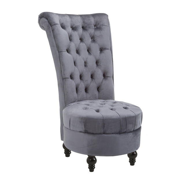 45" Tufted High Back Velvet Accent Chair Soft Padded Couch Lounge Ash Grey