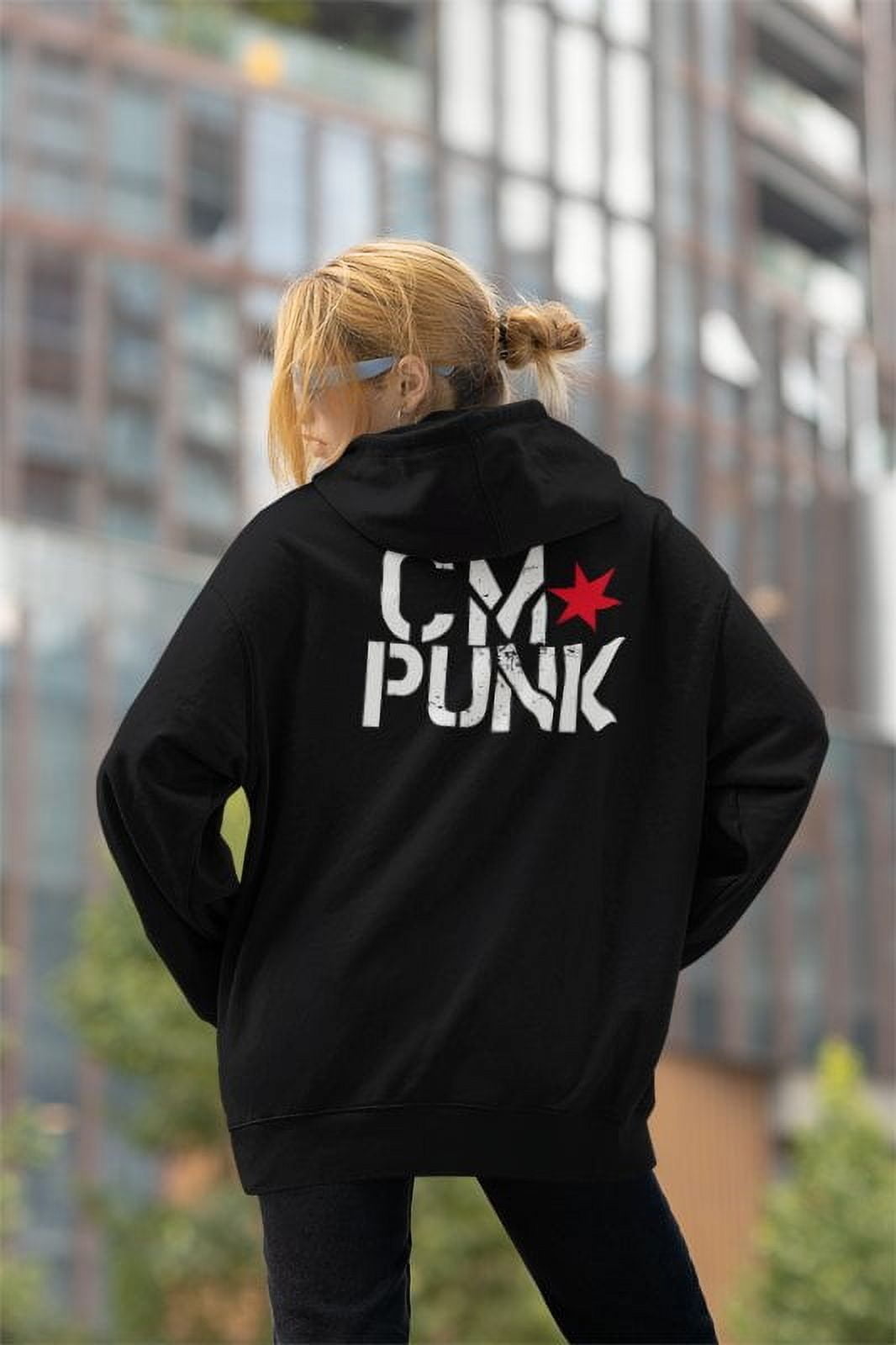 CM Punk Return Blue Logo Black Pullover Sweatshirt Hoody - Walmart.com