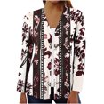 thumbnail image 1 of VEKDONE Women's Printed Long Sleeve Open Front Button Cardigan Wine XL, 1 of 5
