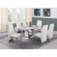 thumbnail image 3 of White Marble 7 piece Dining Set with Silver Stainless Steel Base, 3 of 5