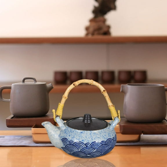 WHAMVOX Vintage Porcelain Tea Kettle Retro Ceramic Teapot For Home And Commercial Use Japanese Style Tea Pot With Handle For Tea Rooms (900ml)