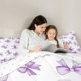 thumbnail image 4 of Feelyou Girly Purple Bowknot Bedding Comforter Set 7 Pieces, Cartoon Princess Bowknot Full Bedding Set, Teen Boy Girl Kid Reversible Fitted Sheet Flat Sheet, Breathable Home Decor, 4 of 7