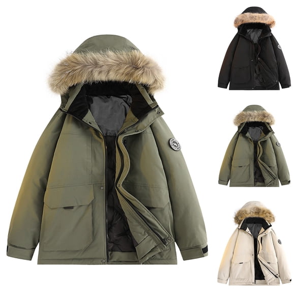 Maoxin Men's Jacket Men's Casual Loose Fitting Long Sleeved Zippered Hooded Jacket Plus Size Jacket for Men , Black , L