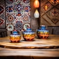 thumbnail image 3 of Handmade Turkish Ceramic Pomegranate Vase Set - 3-Piece Colorful Decorative Accents for Home, Tabletop, Shelf, or Gift Vases, 3 of 4