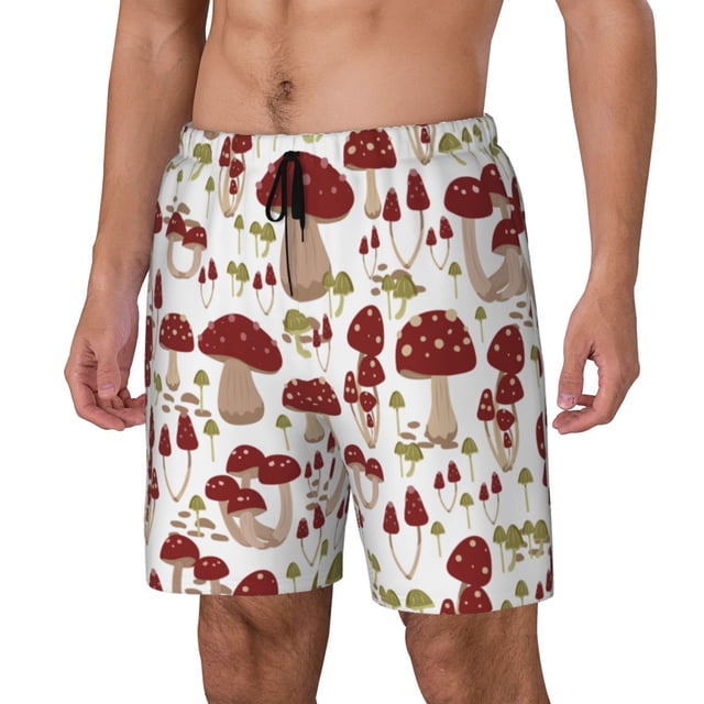 Fotbe Mushroom Traje de Baño para Hombre – Shorts de Natación de Secado Rápido con Forro y Bolsillos-Medium