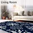 thumbnail image 2 of ODIKA 5'x7' Machine Washable Non-Slip Area Rug, Festive Snowflake Winter Wonderland Semi Circle Welcome Entryway High Traffic Rug, Blue, 509122, 2 of 7