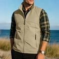 thumbnail image 2 of VBVC Men's Softshell Stand Collar Vest with Pockets , Full Zip Sleeveless Lightweight Outdoor Jacket For Men,Khaki,XXS-3XL, 2 of 10