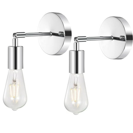 

SHELLTON 2 Pcs Brushed Brass Wall Sconce Vintage Industrial Wall Lamp Pole Wall Mount Lighting Fixture Silver