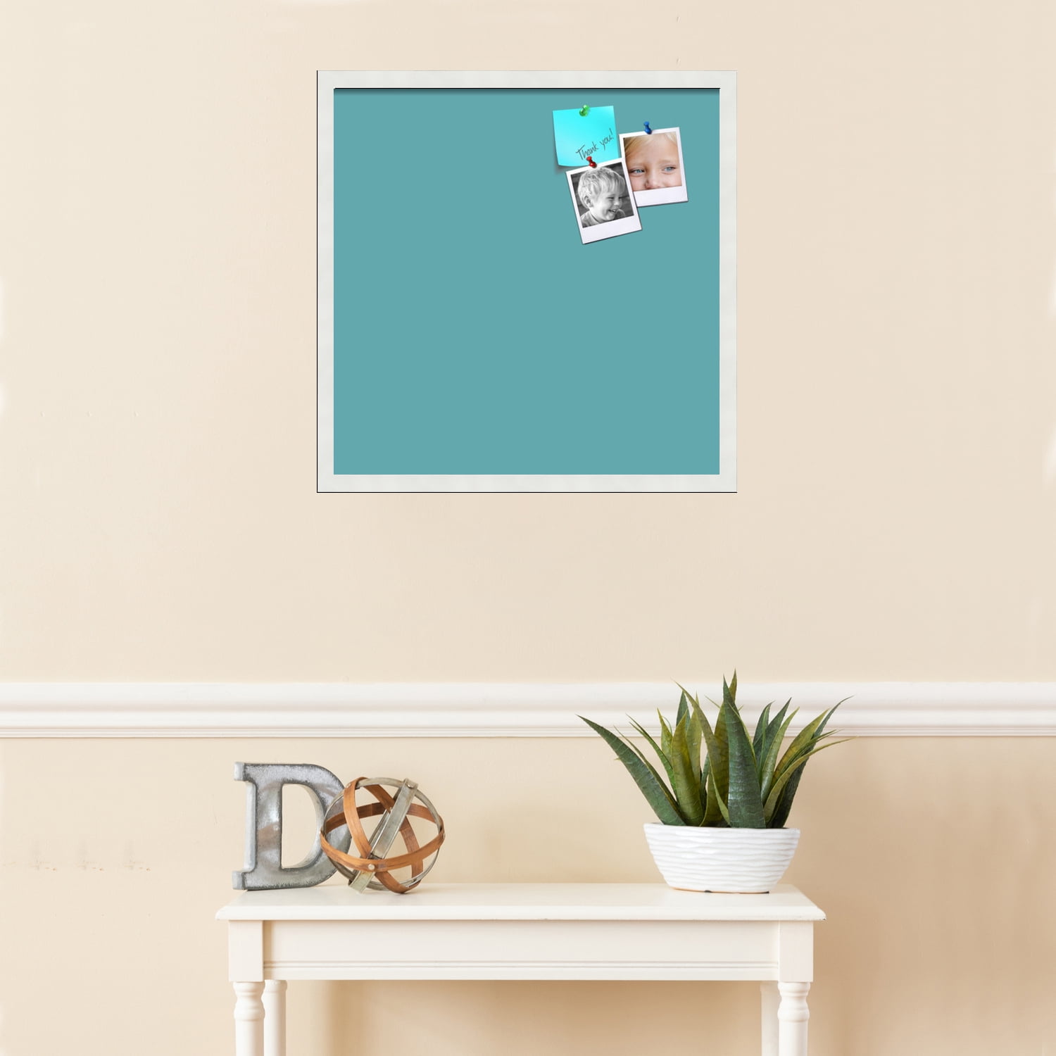 PinPix 22x22 Custom Cork Bulletin Board Aqua Pastel Poster Board Has a Fabric Style Canvas Finish, Framed in Aqua Pastel, by ArtToFrames (PinPix-1806)