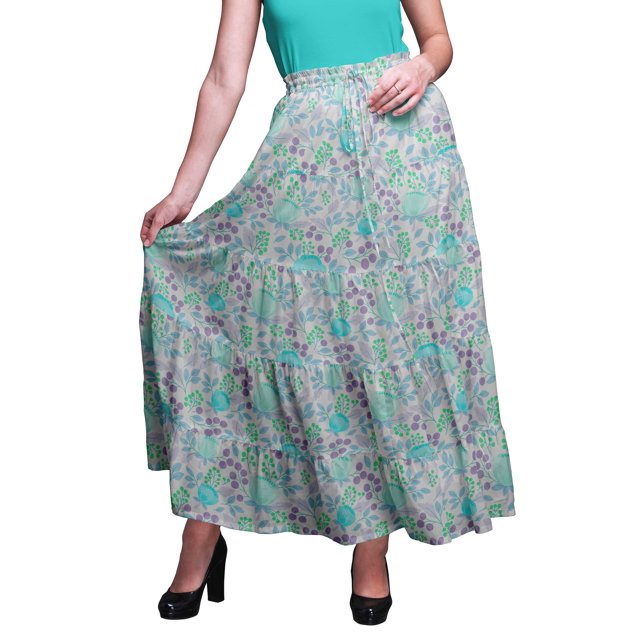 Bimba Jupes pour Femmes Longueur Longue Coton Imprimé Maxi Bohème Jupe d'Été