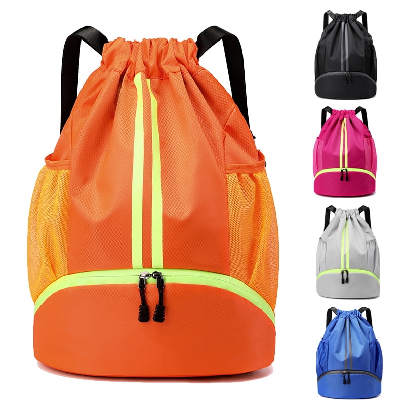 Large Drawstring Soccer Backpack Sports Gym Bag with Shoe Compartment