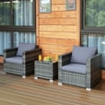 thumbnail image 3 of Patiojoy 3-Piece Patio Wicker Conversation Set Bistro Rattan Sofa Chair with Washable Cushion, 3 of 10