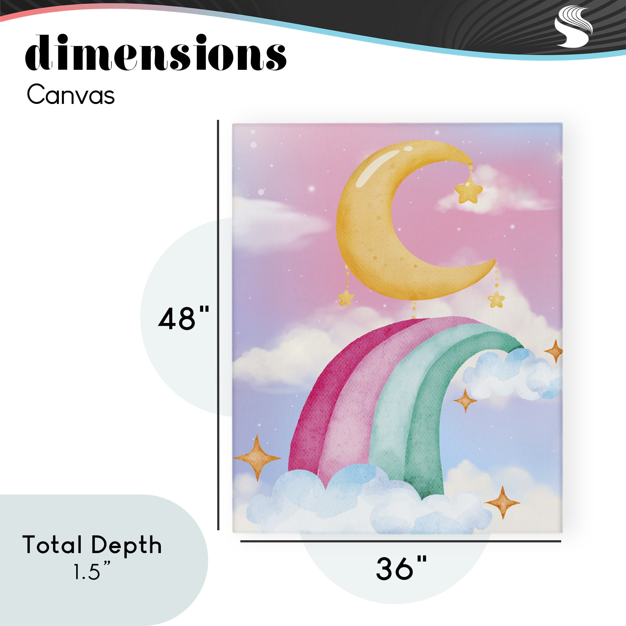 Moon Rainbow in Clouds Canvas Wall Art, design by Jesse Keith