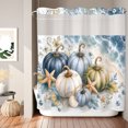 thumbnail image 1 of No Hook Shower Curtain, Coastal Pumpkins Fall Shower Curtains for Bathroom with See Through Top Window, Blue Starfish Beach Thanksgiving Waterproof & Washable Bath Curtain Long 72"x78", 1 of 6