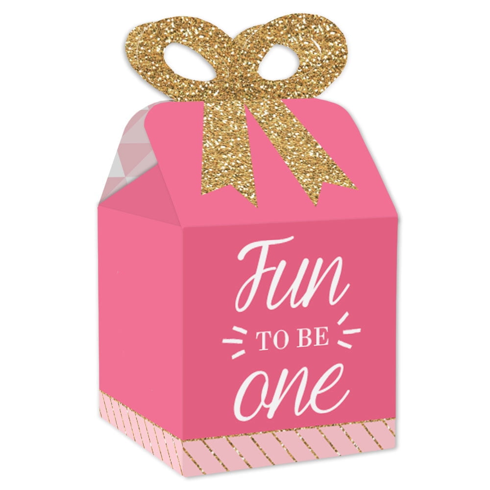 Big Dot of Happiness 1st Birthday Girl - Fun to be One - Square Favor Gift Boxes - First Birthday Party Bow Boxes - Set of 12 - Walmart.com