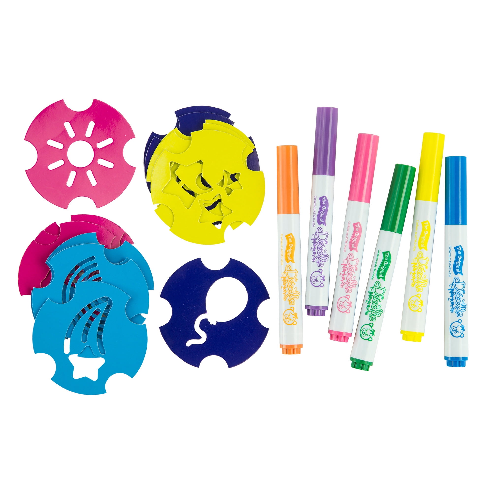 The Original Doodle Bear Washable Markers & Stencils Set, 6 Doodle Bear