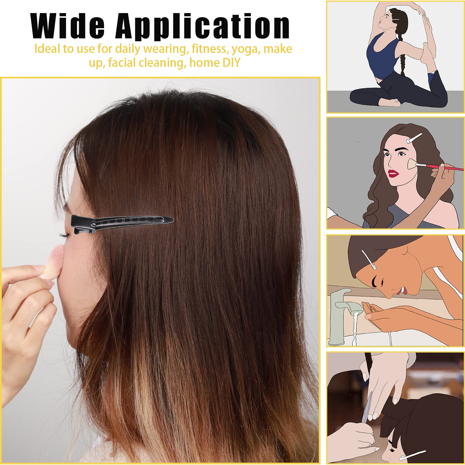 Emlimny Duck Billed Clips, 30pcs 3.5 inch Metal Alligator Hair Clips with Holes, Black Hair Clips for Styling Sectioning, Hair Coloring, Pin Curl Clips for Hair Roller